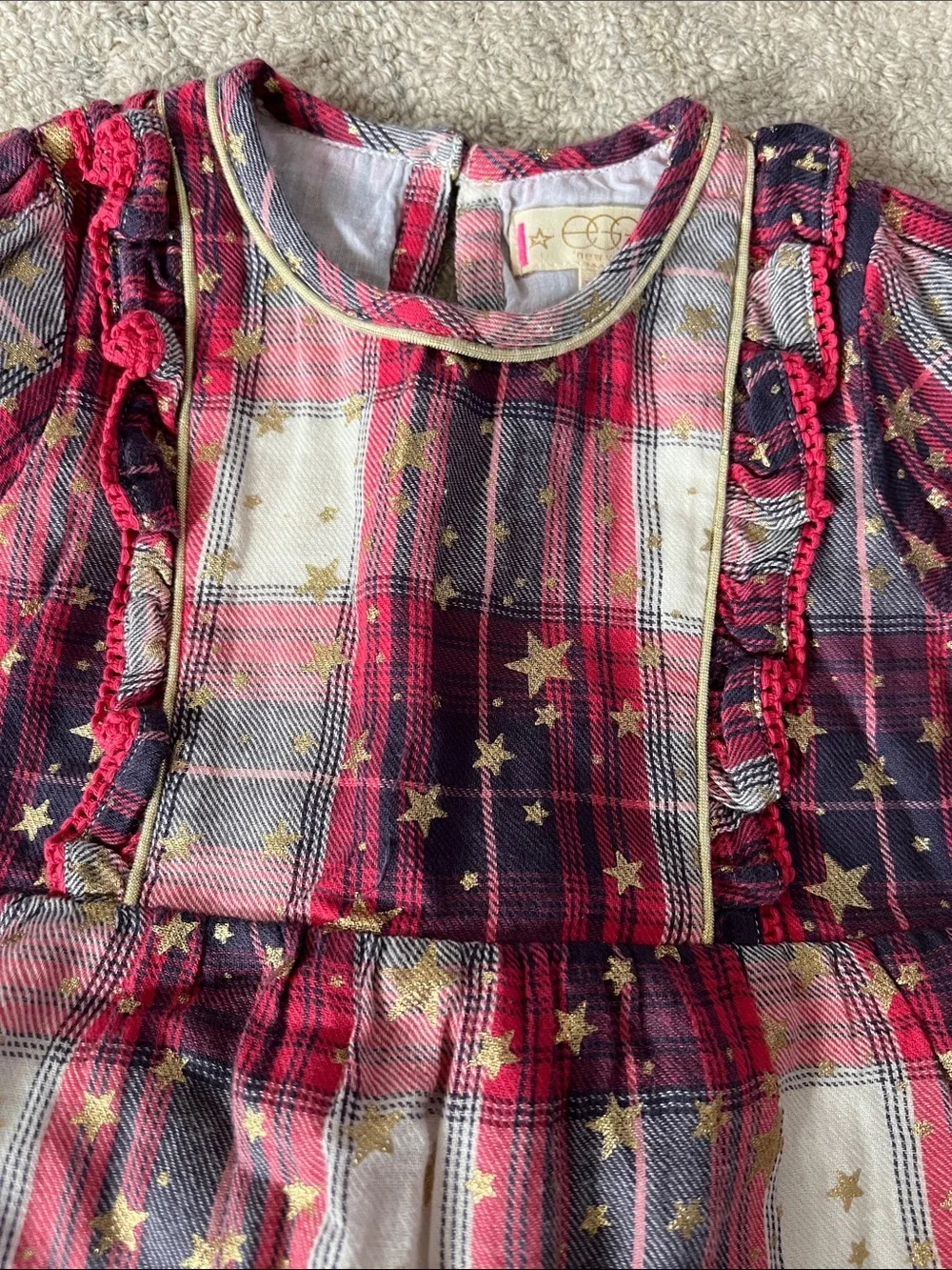 EGG New York Plaid Star-Print Holiday Dress